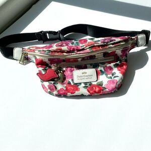 JUICY COUTURE Floral Rose Heart Fanny Pack Hip Bag Purse